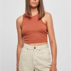 Дамски топ в цвят праскова Urban Classics Ladies Cropped Rib Top