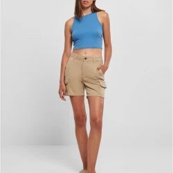 Дамски топ в светлосин цвят Urban Classics Ladies Cropped Rib Top