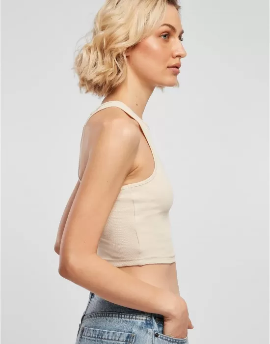 Дамски топ в цвят екрю Ladies Cropped Rib Top softseagrass, Топове - Hoodstyle.bg