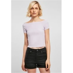 Дамски топ в светлолилаво Ladies Off Shoulder Rib Tee
