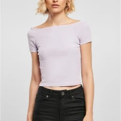 Дамски топ в светлолилаво Ladies Off Shoulder Rib Tee