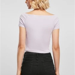 Дамски топ в светлолилаво Ladies Off Shoulder Rib Tee