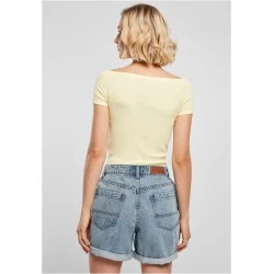 Дамски топ в светложълто Ladies Off Shoulder Rib Tee