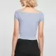 Дамски топ в светлосиньо Ladies Off Shoulder Rib Tee, Тениски - Hoodstyle.bg