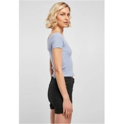 Дамски топ в светлосиньо Ladies Off Shoulder Rib Tee