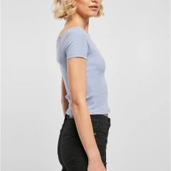 Дамски топ в светлосиньо Ladies Off Shoulder Rib Tee