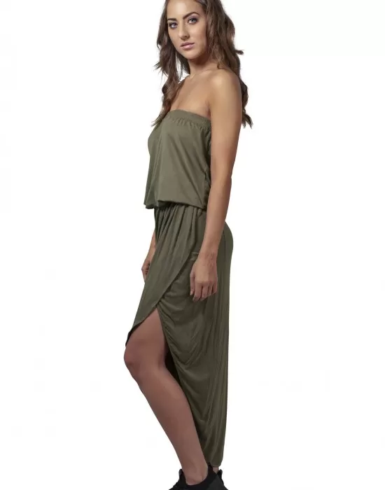 Дамска свободна рокля в тъмнозелен цвят Urban Classics Bandeau, Рокли - Hoodstyle.bg