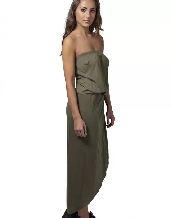 Дамска свободна рокля в тъмнозелен цвят Urban Classics Bandeau, Рокли - Hoodstyle.bg