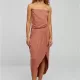 Дамска дълга рокля в цвят праскова Urban Classics Ladies Dress, Рокли - Hoodstyle.bg