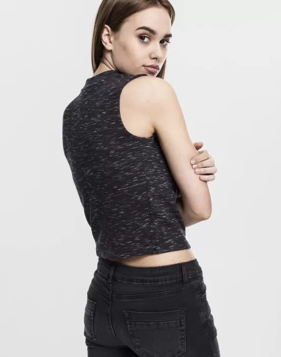 Дамски топ Urban Classics Ladies Space Dye Top blk/wht, Топове - Hoodstyle.bg