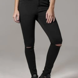 Дамски панталон в черен цвят Urban Classics Ladies Cut Knee Pants black 