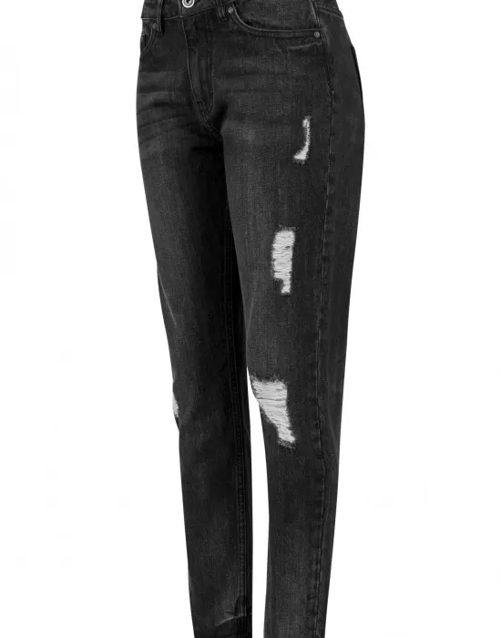 Дамски дънки в черно Urban Classics Ladies Boyfriend Denim Pants, Дънки - Hoodstyle.bg