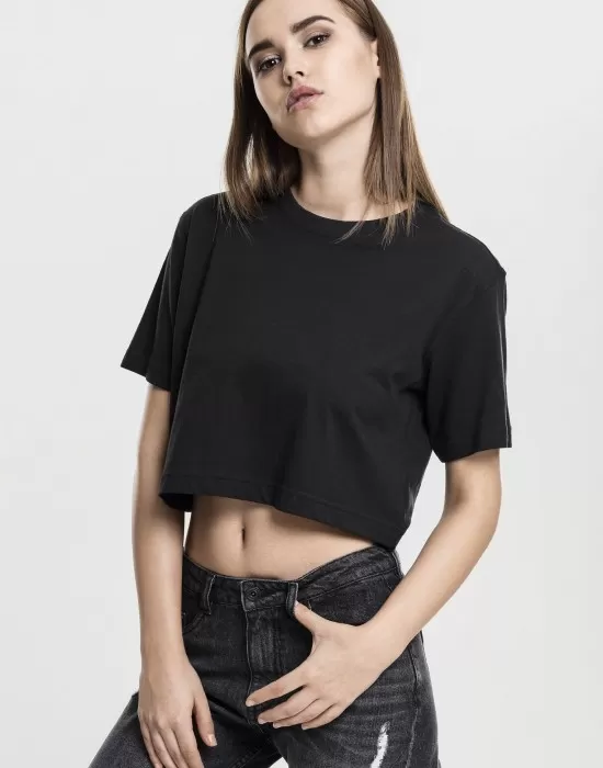 Дамска къса и широка тениска в черно Oversized Urban Classics, Тениски - Hoodstyle.bg