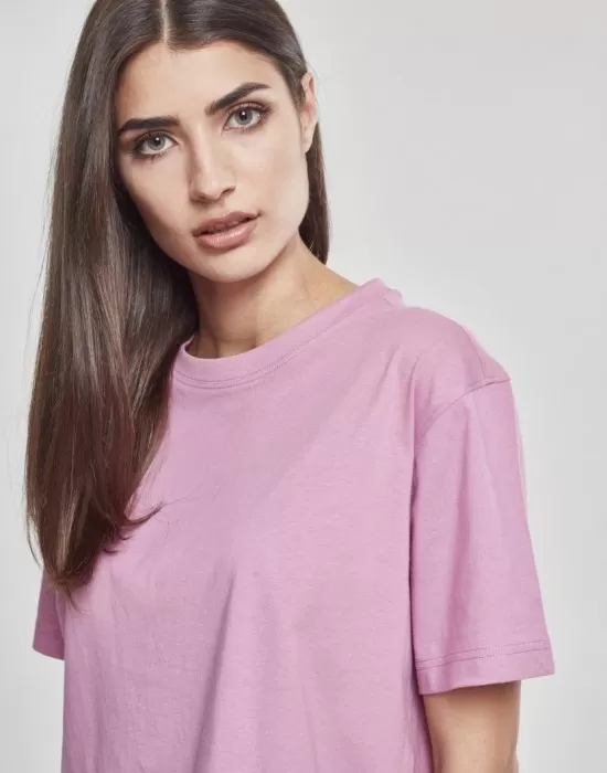 Дамска къса и широка тениска в розово Oversized Urban Classics coolpink, Тениски - Hoodstyle.bg
