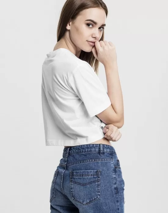 Дамска къса и широка тениска в бяло Oversized Urban Classics, Тениски - Hoodstyle.bg