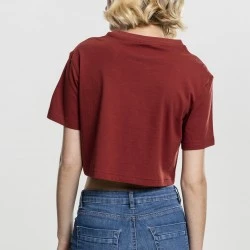 Дамска къса и широка тениска в тъмночервено Oversized Urban Classics