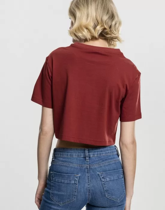 Дамска къса и широка тениска в тъмночервено Oversized Urban Classics, Тениски - Hoodstyle.bg