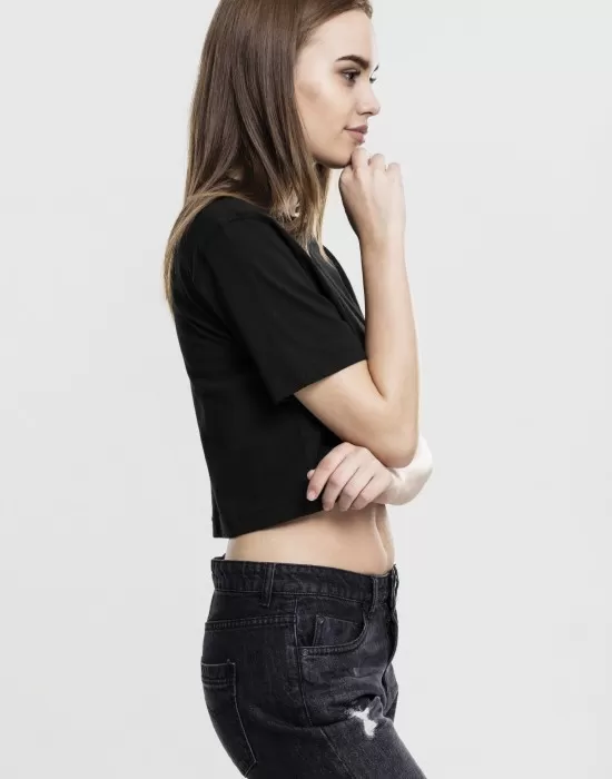 Дамска къса и широка тениска в черно Oversized Urban Classics, Тениски - Hoodstyle.bg