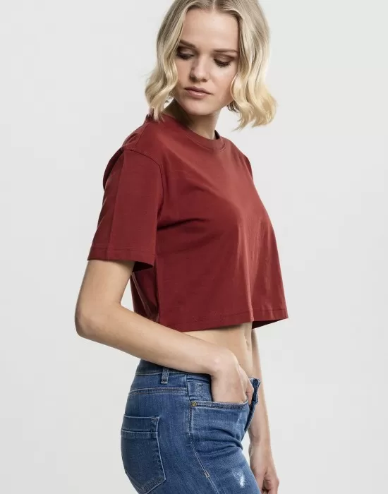 Дамска къса и широка тениска в тъмночервено Oversized Urban Classics, Тениски - Hoodstyle.bg