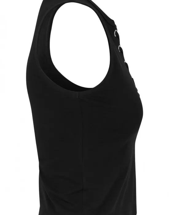 Дамски потник в черен цвят Urban Classics Ladies Lace Up Cropped Top black, Топове - Hoodstyle.bg