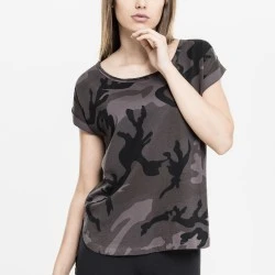 Дамска тениска в тъмен камуфлаж Urban Classics Ladies Camo Back Shaped Tee dark camo 