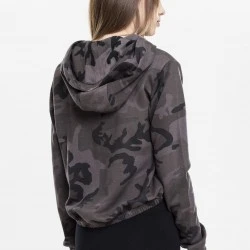 Дамски суичър в тъмносив камуфлаж Urban Classics Ladies Camo Cropped Hoody