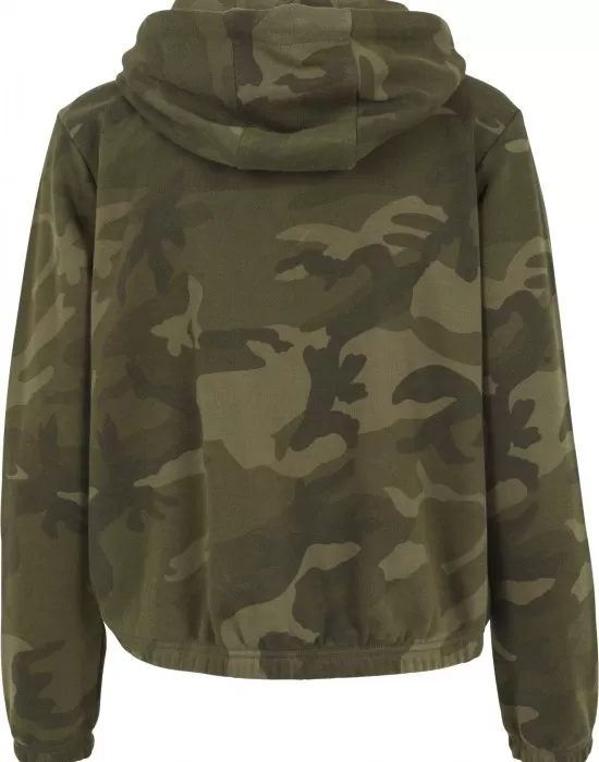 Дамски суичър в цвят маслина Urban Classics Ladies Camo Cropped Hoody, Суичъри - Hoodstyle.bg