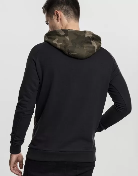 Мъжки суичър в цвят камуфлаж Urban Classics Camo Contrast Raglan Hoody, Суичъри - Hoodstyle.bg
