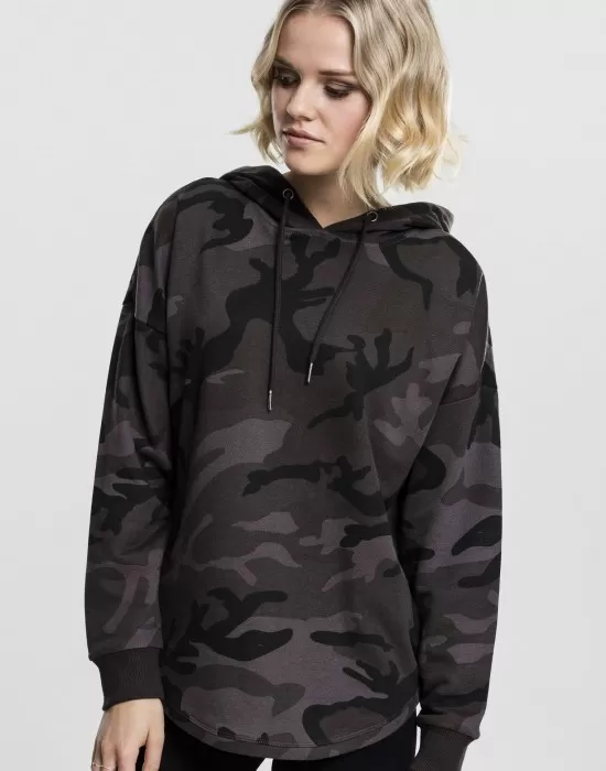 Дамски суичър в тъмносив камуфлаж Urban Classics Ladies Oversized Camo Hoody, Суичъри - Hoodstyle.bg