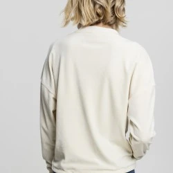 Дамска кадифена блуза в пясъчен цвят Urban Classics Ladies Oversized Velvet Crew sand 