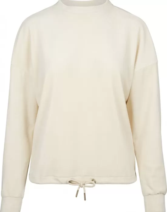 Дамска кадифена блуза в пясъчен цвят Urban Classics Ladies Oversized Velvet Crew sand, Блузи - Hoodstyle.bg