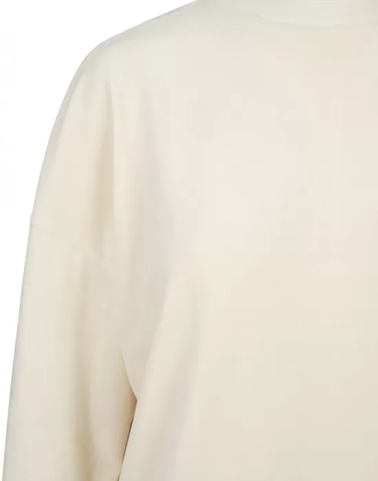 Дамска кадифена блуза в пясъчен цвят Urban Classics Ladies Oversized Velvet Crew sand, Блузи - Hoodstyle.bg