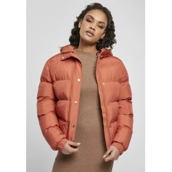 Дамско яке в цвят корал Urban Classics Hooded Puffer redearth 