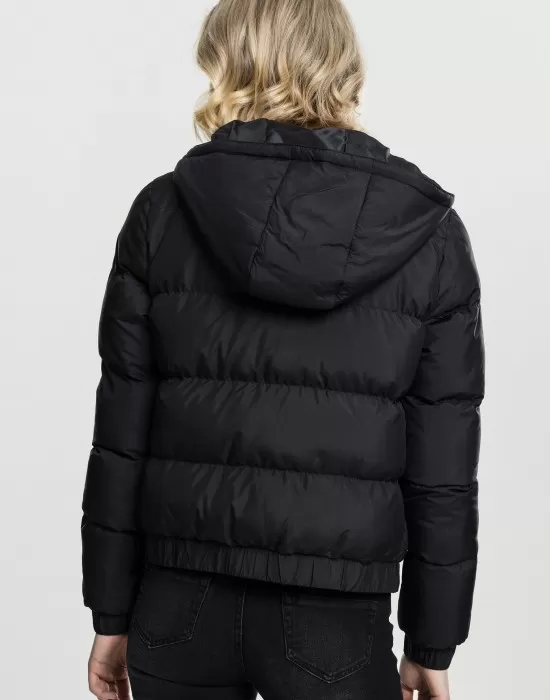 Дамско яке в черно от Urban Classics Ladies Hooded Puffer, Якета - Hoodstyle.bg