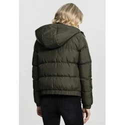 Дамско яке Urban Classics Hooded Puffer в цвят маслина