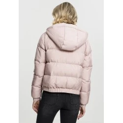 Дамско яке Urban Classics Hooded Puffer в светлорозов цвят