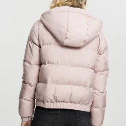 Дамско яке Urban Classics Hooded Puffer в светлорозов цвят