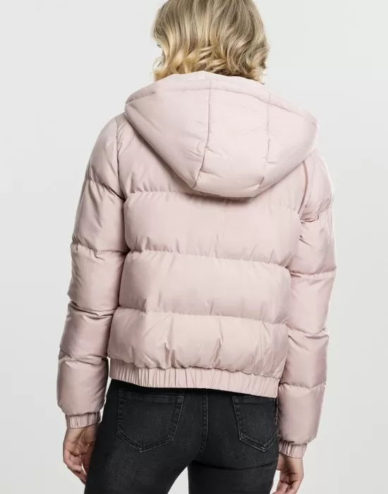 Дамско яке Urban Classics Hooded Puffer в светлорозов цвят, Якета - Hoodstyle.bg