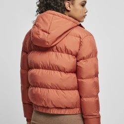 Дамско яке в цвят корал Urban Classics Hooded Puffer redearth 