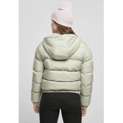 Дамско яке в цвят светла маслина Urban Classics Hooded Puffer softsalvia 