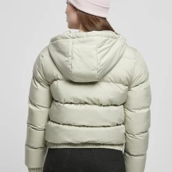 Дамско яке в цвят светла маслина Urban Classics Hooded Puffer softsalvia 