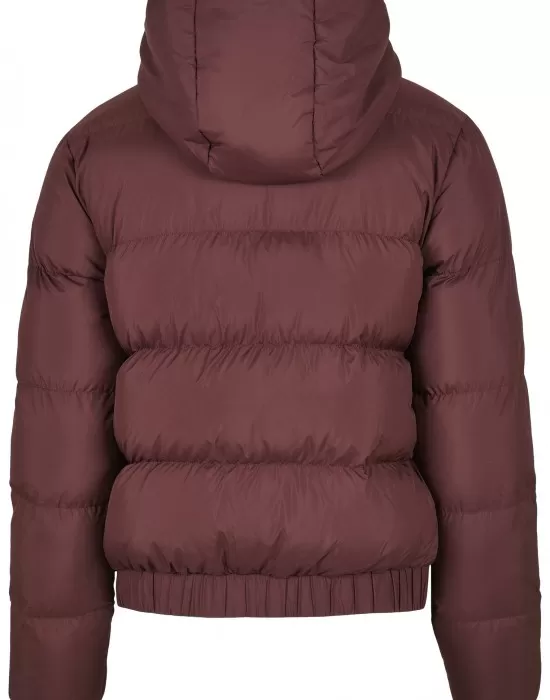 Дамско яке в червено от Urban Classics Ladies Hooded Puffer, Якета - Hoodstyle.bg