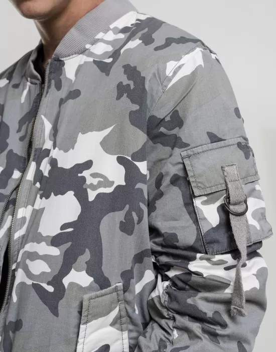 Мъжко камуфлажно яке тип бомбър Urban Classics snow camo, Бомбъри - Hoodstyle.bg