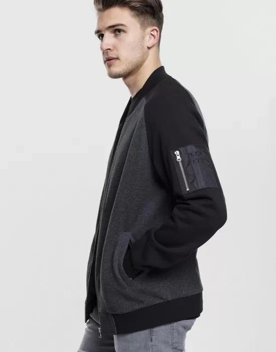Мъжко двуцветно яке тип бомбър Urban Classics cha/blk, Бомбъри - Hoodstyle.bg