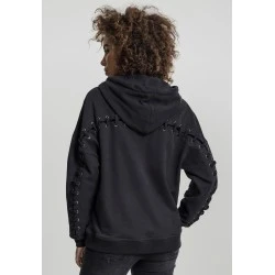 Дамски суичър в черно Urban Classics Ladies Laced-Up Hoody 