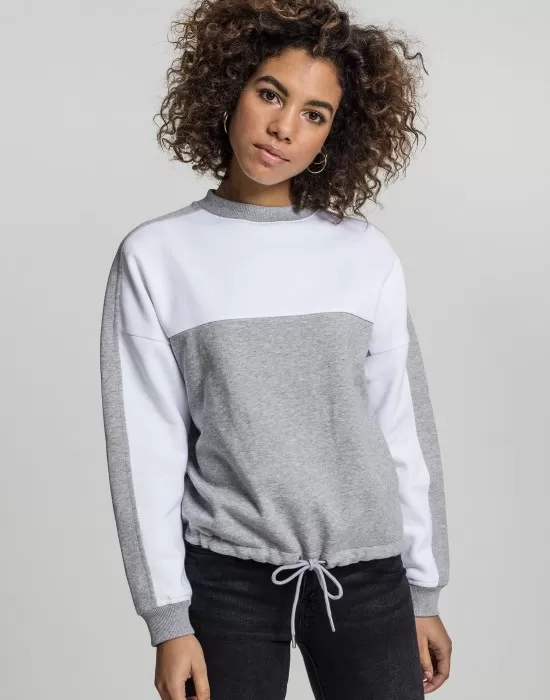 Дамска спортна блуза в сиво и бяло Urban Classics grey/white, Суичъри - Hoodstyle.bg