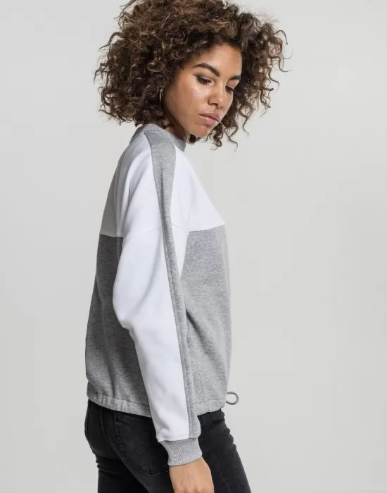 Дамска спортна блуза в сиво и бяло Urban Classics grey/white, Суичъри - Hoodstyle.bg