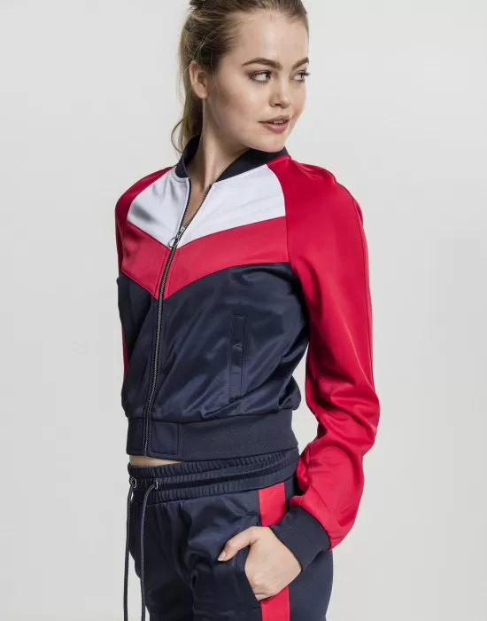 Дамско горнище Urban Classics в тъмносин, червен и бял цвят, Жилетки - Hoodstyle.bg