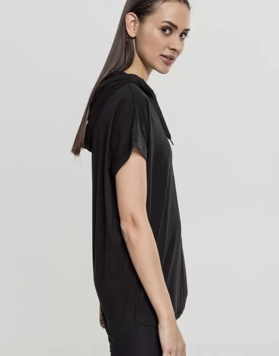 Дамска тениска с качулка в черен цвят Urban Classics, Тениски - Hoodstyle.bg