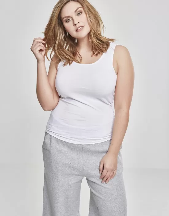 Комплект от дамски потници в бяло Urban Classics Ladies 2-Pack Basic Stretch Top, Топове - Hoodstyle.bg